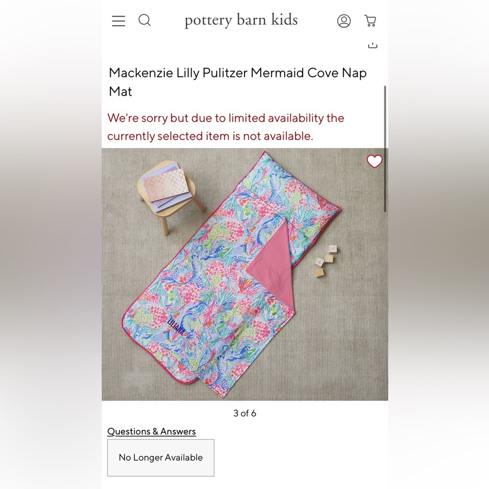 Mackenzie Lilly Pulitzer Mermaid Cove Nap Mat pottery barn kids blanket rollable